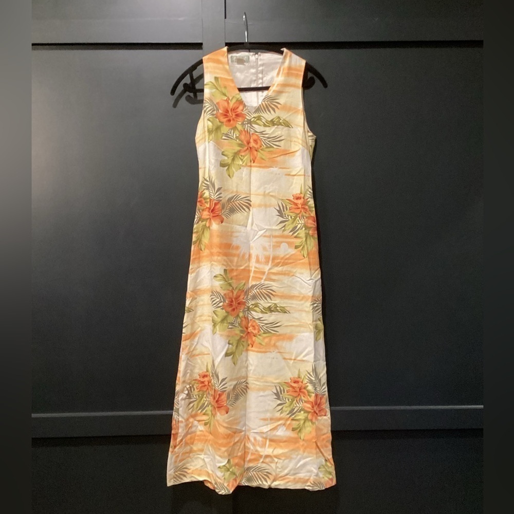 Vintage Tommy Bahama Hawaiian silk floral sleeveless Maxi Midi Dress Sz 2